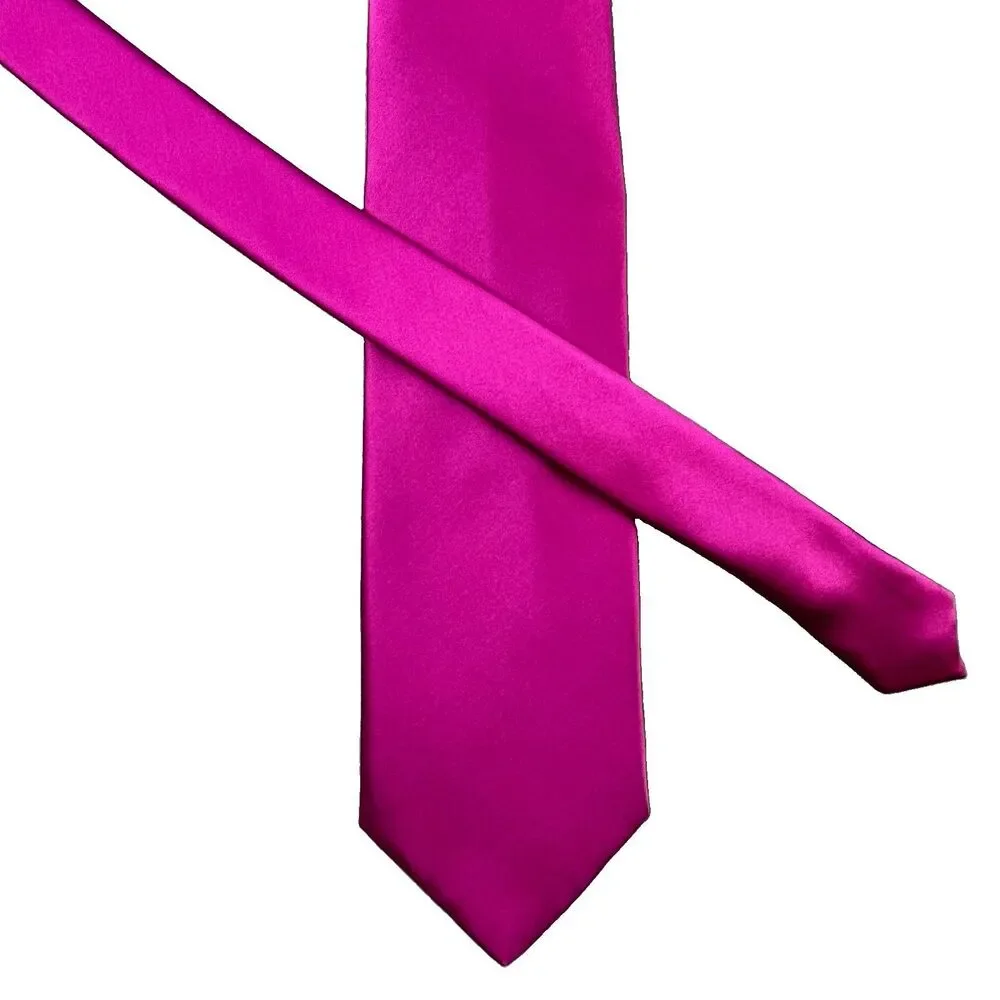 Nicole Miller New York 100% Silk Tie Necktie Hot Pink Solid Designer